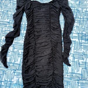 Elegant Black Ruched Dress